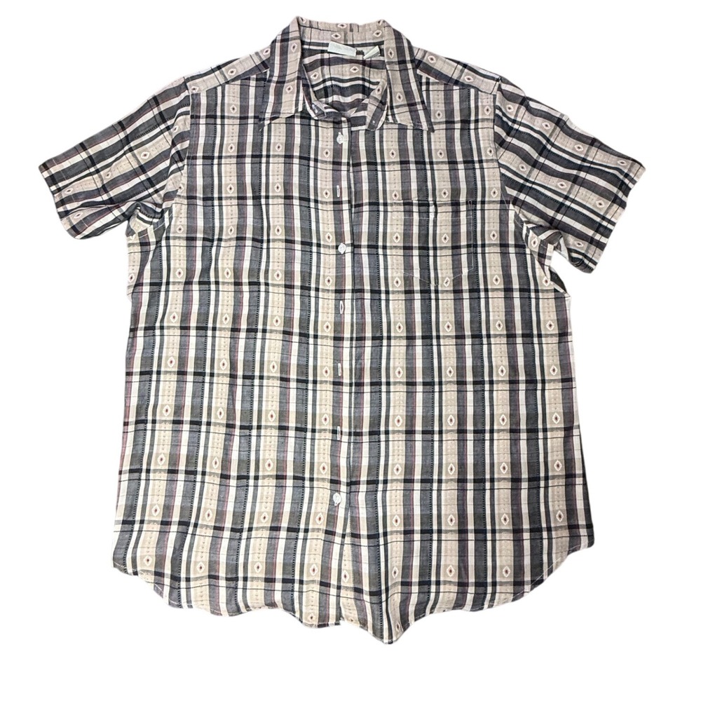 Classic Elements Woman Plaid Short Sleeve Shirt Button Up 20W‎